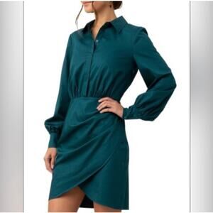 Trina Turk Kaye Draped Cotton Shirt Dress Long Sleeve Shirt Size 2 NWOT